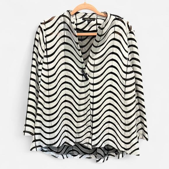 Yushi Art To Wear Lagenlook Boho Faux Leather And Mesh Oversized Blazer Large - Picture 6 of 11